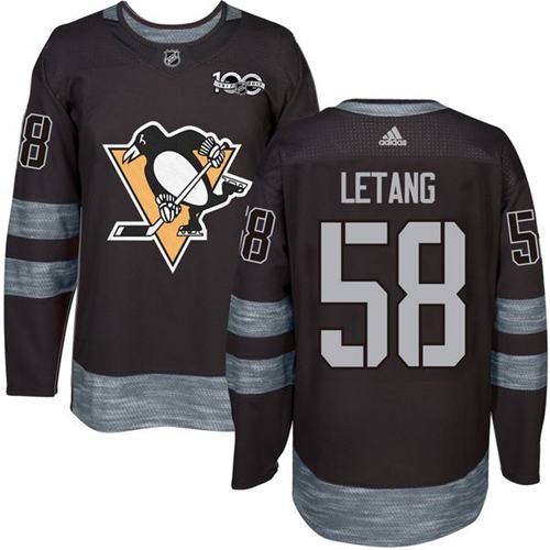 Adidas Penguins #58 Kris Letang Black 1917-100th Anniversary Stitched NHL Jersey